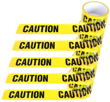 Caution/opppassen afzetlint - 5x - geel/zwart - 30 meter - kunststof - hulpdiensten lint