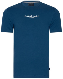 Cavallaro Korte Mouw Bari Tee Shirt Cavallaro , Blue , Heren - 2Xl,Xl,L,M,S