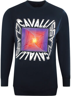 Cavalli Class asymmetrisch boxontwerp marineblauw sweatshirt - XL