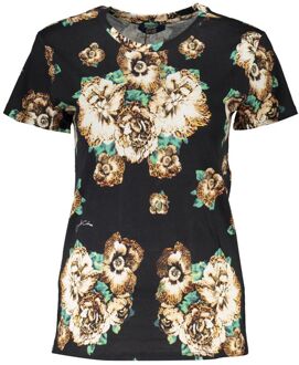 Cavalli Class Bloemenprint T-shirt Ca26741 - maat XS Zwart