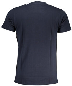 Cavalli Class Bold Witte Logo Marineblauwe T-Shirt