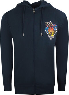 Cavalli Class Diamond-logo marineblauwe hoodie met rits