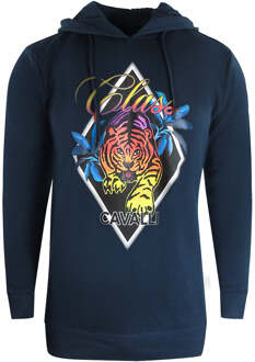 Cavalli Class Diamond Tiger Design marineblauwe hoodie Navy - L