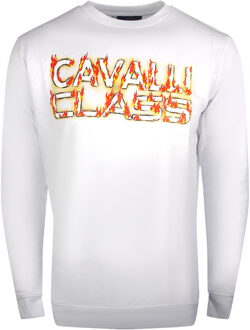 Cavalli Class Fire Logo Ontwerp Wit Sweatshirt - XL