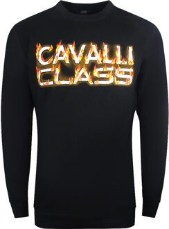 Cavalli Class Fire Logo Ontwerp Zwart Sweatshirt - XL