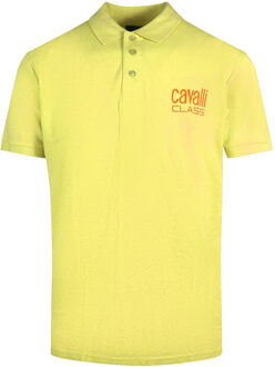 Cavalli Class geel poloshirt met vet logo - maat 2XL