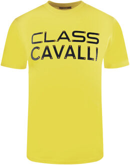 Cavalli Class Geel T-shirt met vastgeschroefd logo - maat