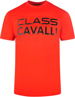 Cavalli Class geschroefd logo rood T-shirt - maat L