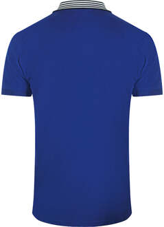 Cavalli Class Gestreepte Kraag Irisblauw Poloshirt - XL