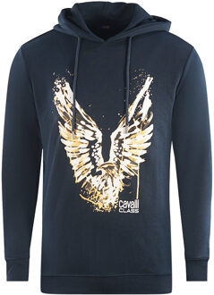 Cavalli Class Gouden Adelaar Logo Donkerblauwe Hoodie Navy - XL