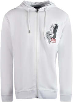 Cavalli Class grote tijgerontwerp witte hoodie met rits - maat L