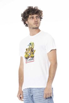 Cavalli Class Jaguar Graphic T-shirt Korte Mouw Ronde Hals - maat Wit