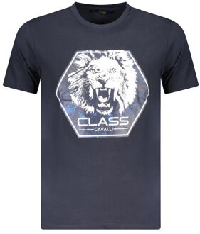 Cavalli Class Leeuwenkop Graphic T-shirt - maat 2XL Donkerblauw