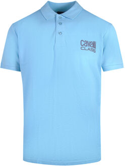 Cavalli Class lichtblauw poloshirt met vet logo