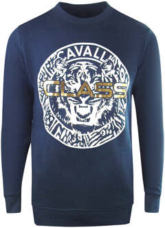 Cavalli Class marineblauw sweatshirt met groot cirkellogo - maat Navy