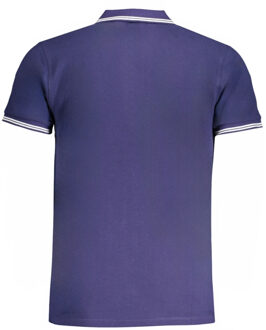 Cavalli Class Polo Shirt Navy Blauw met Witte Logo en Tipped Kraag - maat