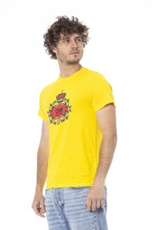 Cavalli Class T-shirt Gele Crest Ca24335 Goud - 2XL