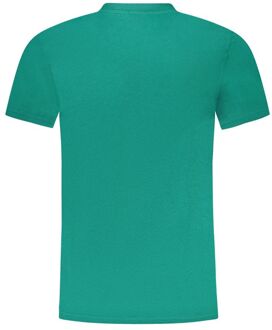 Cavalli Class T-shirt met Korte Mouwen in Leeuwenprint Groenblauw