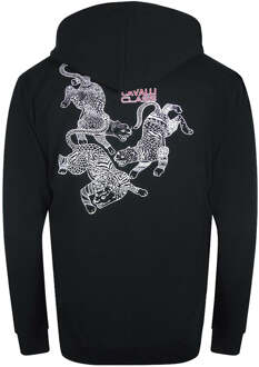 Cavalli Class Traditionele Stijl Luipaardontwerp Zwarte Hoodie Met Ritssluiting - maat 2XL