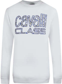 Cavalli Class vet bloemenontwerp wit sweatshirt - XL
