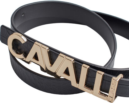 Cavalli Class Vrouwen Omkeerbare Riem met Verwijderbare Gesp CCBT00256 Zwart - 95 cm