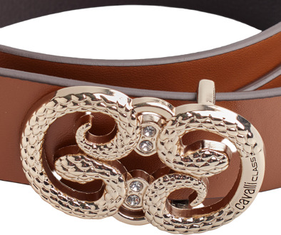 Cavalli Class Vrouwen Omkeerbare Riemp met Verwijderbare Gesp CCBT0020 Bruin