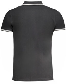 Cavalli Class Zwart Polo Shirt met Witte Gehoekte Kraag en Toned Logo - maat L