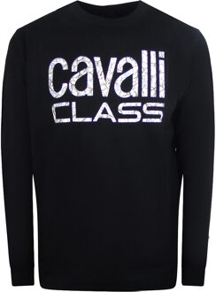 Cavalli Class zwart sweatshirt met gedurfd bloemenontwerp - XL