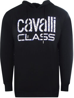 Cavalli Class zwarte hoodie met bloemenlogo - 2XL