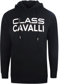 Cavalli Class zwarte hoodie met omgekeerd logo - maat M