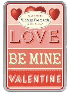 Cavallini & co valentijnsdag vintage glitter wenskaart in box - be mine valentine