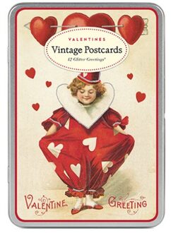 Cavallini & co valentijnsdag vintage glitter wenskaart in box - vintage valentines