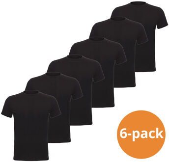 Cavello Basic T-Shirts Zwart Ronde Hals 6-pack-M