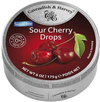 Cavendish & Harvey - Sour Cherry Drops Suikervrij 175 Gram