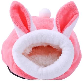 Cavia Hamster Huis Winter Warm Mini Dier Huisdier Slapen Bed Pluche Warme Hamster Puppy Kitten Bed Zachte Nest Kennel mat Roze