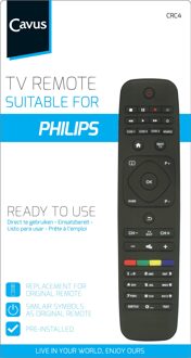 Cavus TV afstandsbediening voor Philips CRC4 Afstandsbediening Zwart