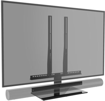 Cavus TV tafelstandaard met Sonos ARC frame Audio vloerstandaard