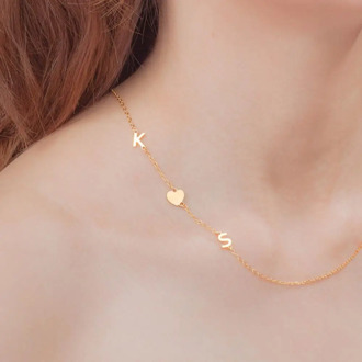 Cazador Custom Sideways Letter Initial Necklaces Letter Spaced Necklace For Women Jewelry Stainless Steel 1-3 Letters Necklace