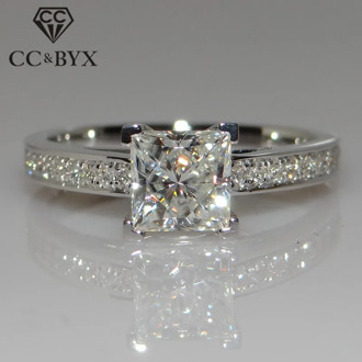 CC Jewelry Fashion Sterling 925 Silver Rings For Women Jewelry Simple Design Square Bridal Wedding Engagement Ring Bijoux CC631