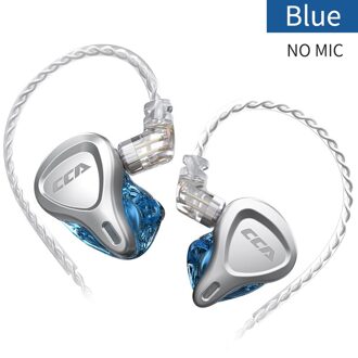 Cca Csn 1DD + 1BA Hybrid Oortelefoon In Ear Oordopjes Monitor Hoofdtelefoon Hifi Ruisonderdrukking Headset Kz Zsnpro Zst Zsx ZS10PRO Cca C12 blauw nee mic