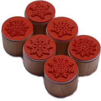 CCINEE 6 Stijlen Sneeuwvlok Hout Stempel 3cm x 3cm x 2.5cm Grootte Gebruikt Voor Christmas Decoratie houten Rubber Stempel