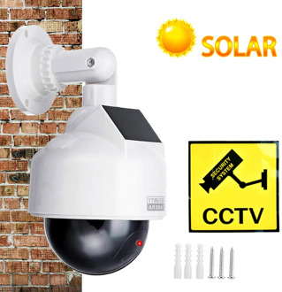 cctv dummy camera fake solar power video surveillance outdoor flashing red led Simulation ptz battery security dome dummy cam