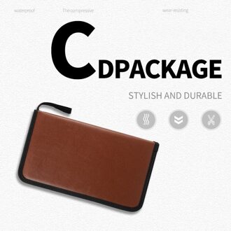 Cd Carry Doos Houder Pakket Auto Opbergtas Case Grote Draagbare Pu Lederen Porta Cd Dvd Vcd Opslag Case Verpakking houder bruin