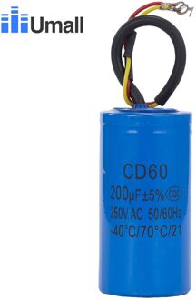 CD60 200 uF 250 V AC Startcondensator Voor Zware Elektrische Motor Compressor Rood Geel Twee Draden