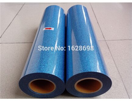 CDG-12 blauwe kleur Glitter warmteoverdracht IJZER OP T-shirt Warmteoverdracht