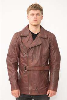 CE Armor Bikerjack met kruisrits voor heren - Boedapest Bruin - S