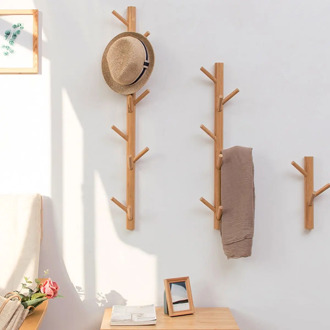 CE Certification Creative Wall Coat Rack Bamboo North Europe Clothes Hanger Solid Wood Bedroom Wooden Wall Hanging Home Decor