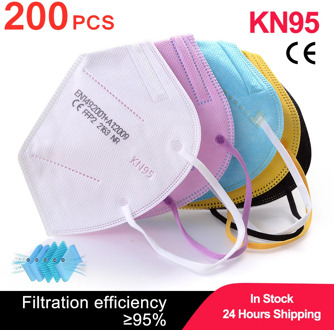 CE FFP2 KN95 Masks 200PCS Mascarillas Reutilizable 5 Layers Dust-proof Mouth Mask Protective KN95 Face Mask Filter ffp2mask fpp2