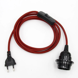 CE VDE 2M/2.5 Meters Euro Plug Power Cord With Push Button Switch E27 Threaded Light Socket Bulb Lamp Holder