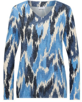 Cecil Top 324651 blue melange - maat L Veelkleurig
